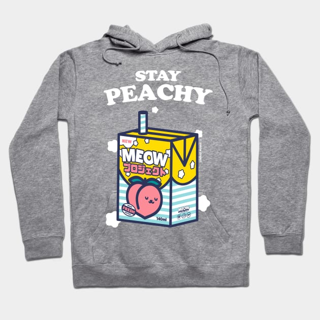 Stay peachy Cat Juice Box Illustration Hoodie by meowproject